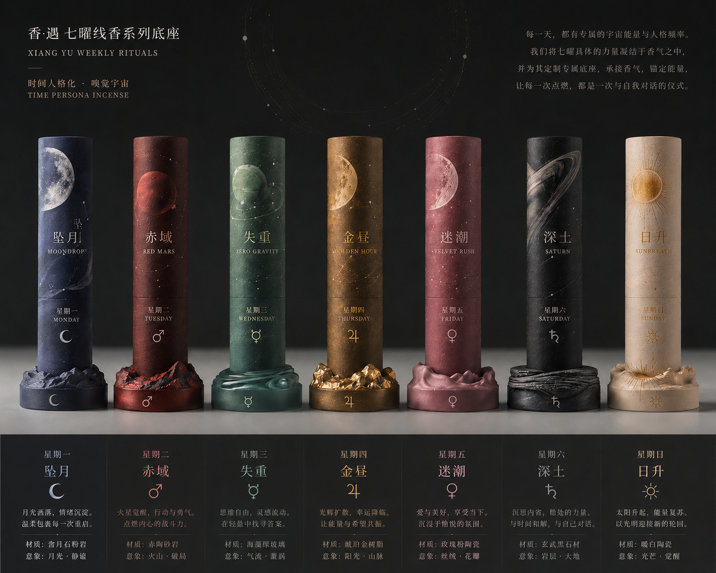 香遇七曜线香七款产品完整陈列